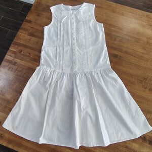Amy Too! White Drop Waist Sleeveless Dress Size 12 VINTAGE